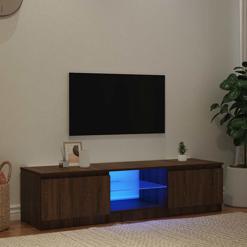 vidaXL TV Cabinet with LED Lights Brown Oak 140x40x36 cm, 55.1", Brown Oak