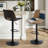 Adjustable Height Bar Stool, Easy-Clean Faux Leather Seat with Half Round Footrest, Sturdy Black Metal Frame for Kitchen Island-961107426