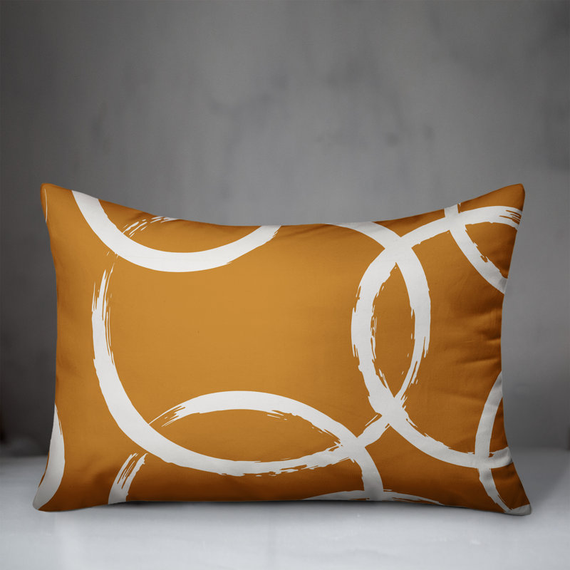  Coussin intérieur / extérieur géométrique, Orange / Jaune