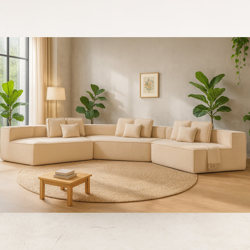 Canapé modulaire spacieux avec mousse haute densité et sherpa doux pour un salon moderne