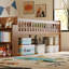 Lit mezzanine simple simple avec tablettes de rangement, glissade et échelle d'escalade-645214022
