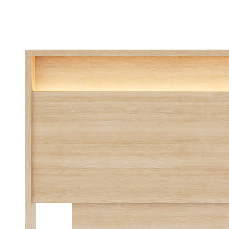 Gael Queen Size Headboard with Integrated Lighting, Beige
