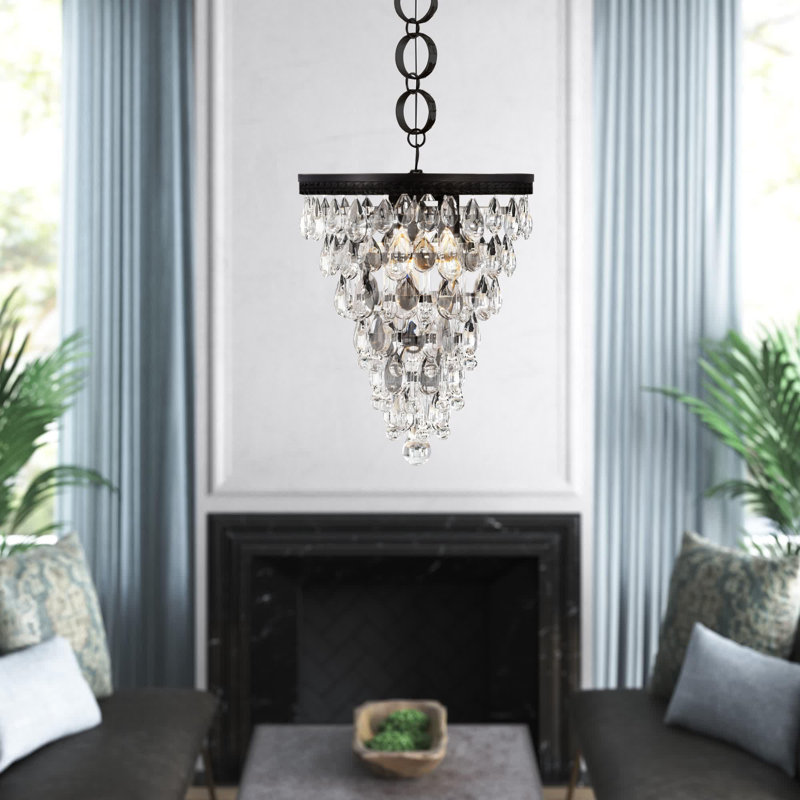 Beno 3 - Light Dimmable Tiered Chandelier, Black