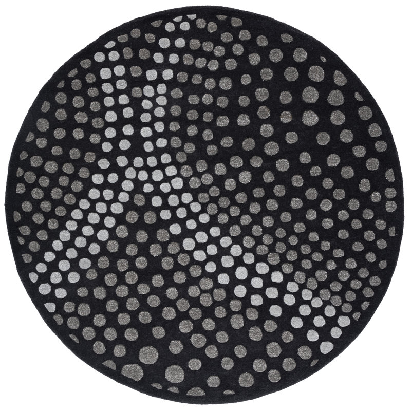 Amier Hand Tufted Wool And Viscose Abstract Rug, Round 6'