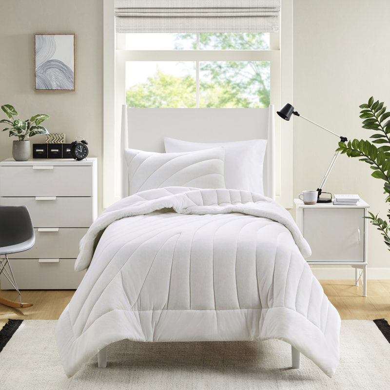 Édredon blanc 3 pièces très grand / très grand - rembourrage 350G / m², lavable à la machine, textile