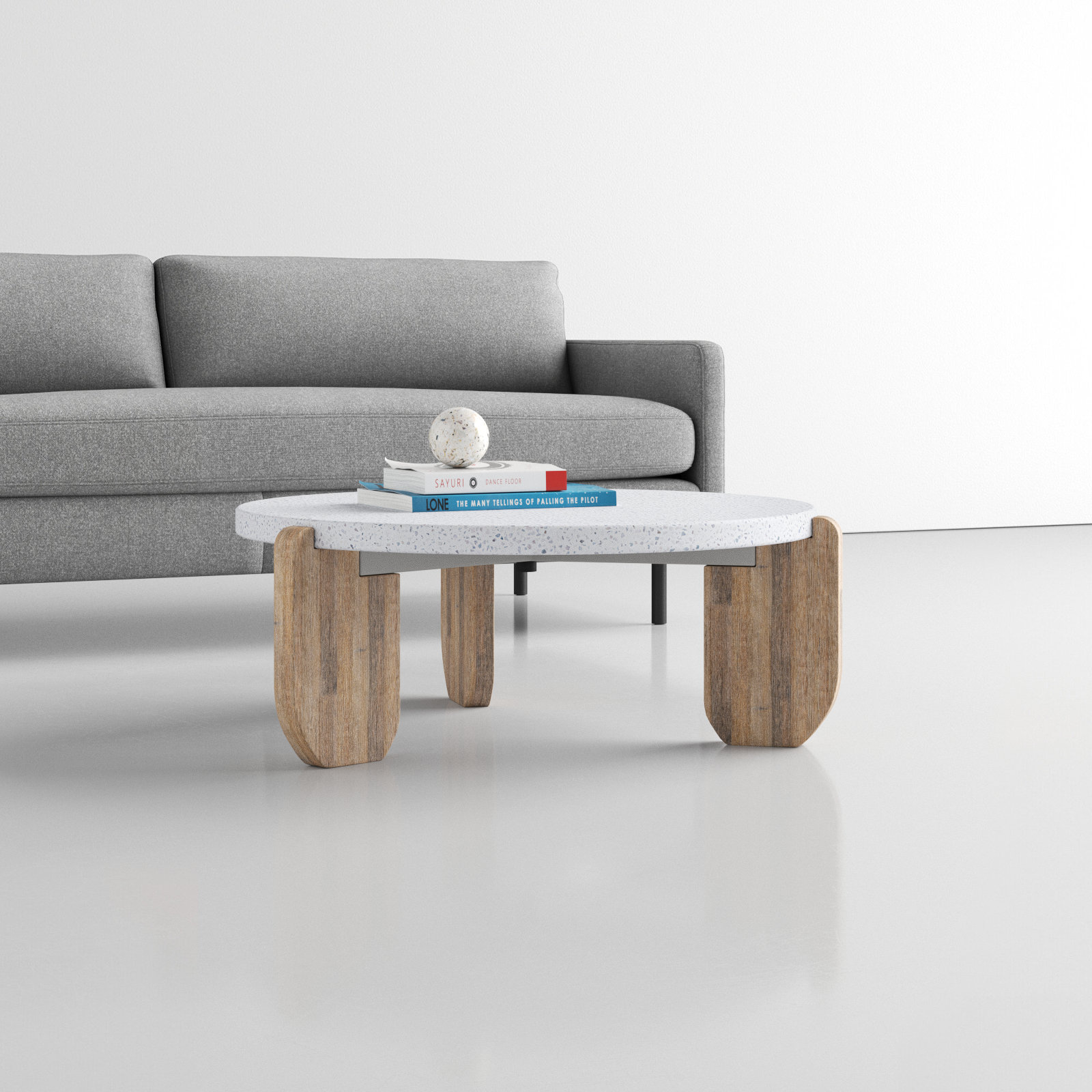 Broc Single Coffee Table, Gray/Beige