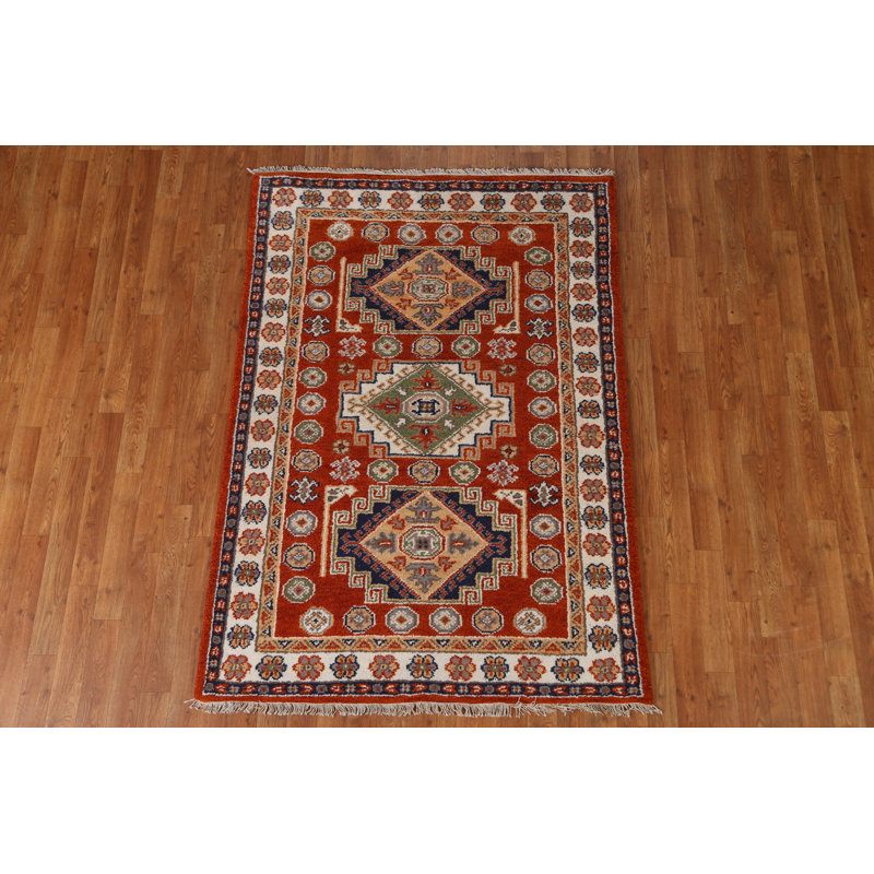 Tapis oriental géométrique Kazak noué à la main
