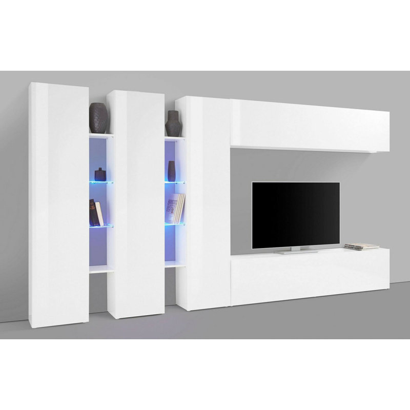 Camreigh Unfinished Entertainment Centre with Fireplace Included, Glossy White