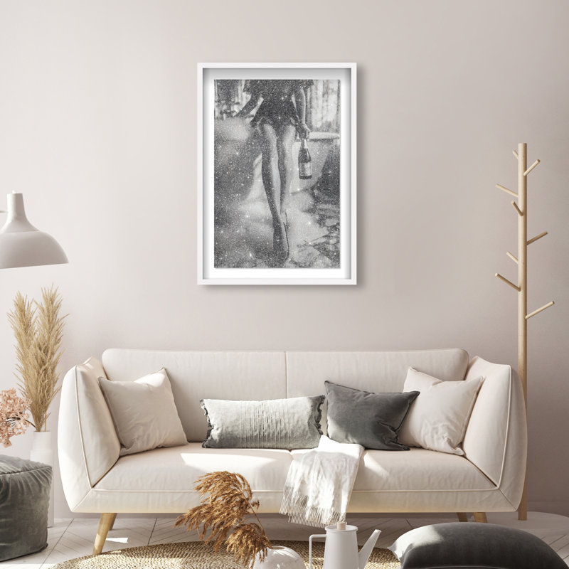 Bubbly Midnight Shadowbox Fashion Print by Oliver Gal, Black Frame, 10 x 15, 21.5"H x 31.5"W, White Shadowbox
