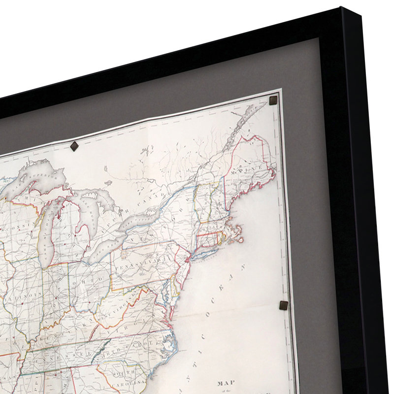 «United States Map», impression encadrée noire