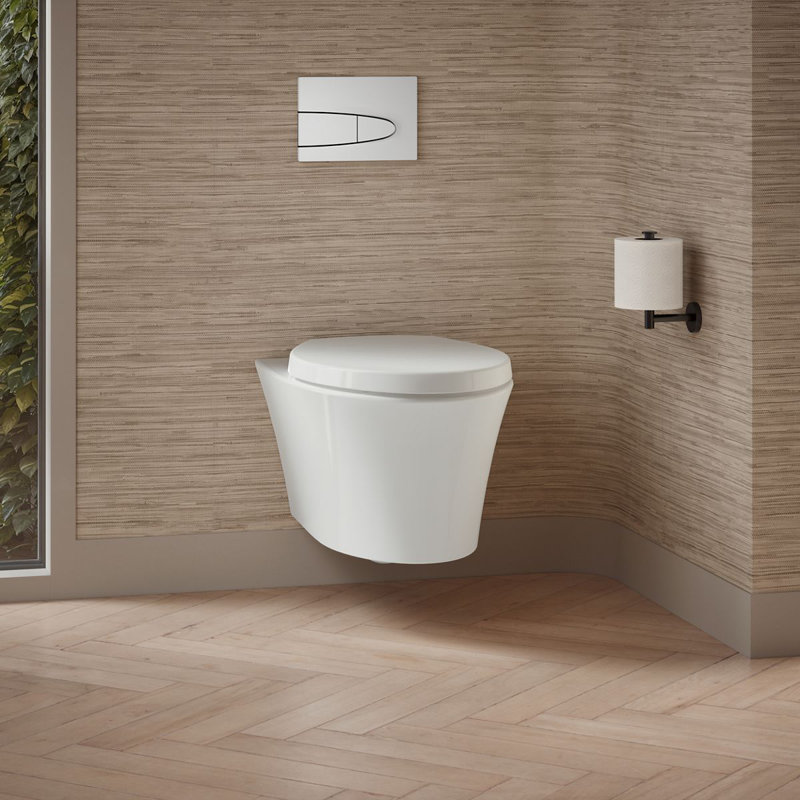 Veil Wall-Hung Compact Elongated Toilet, Dual-Flush, White