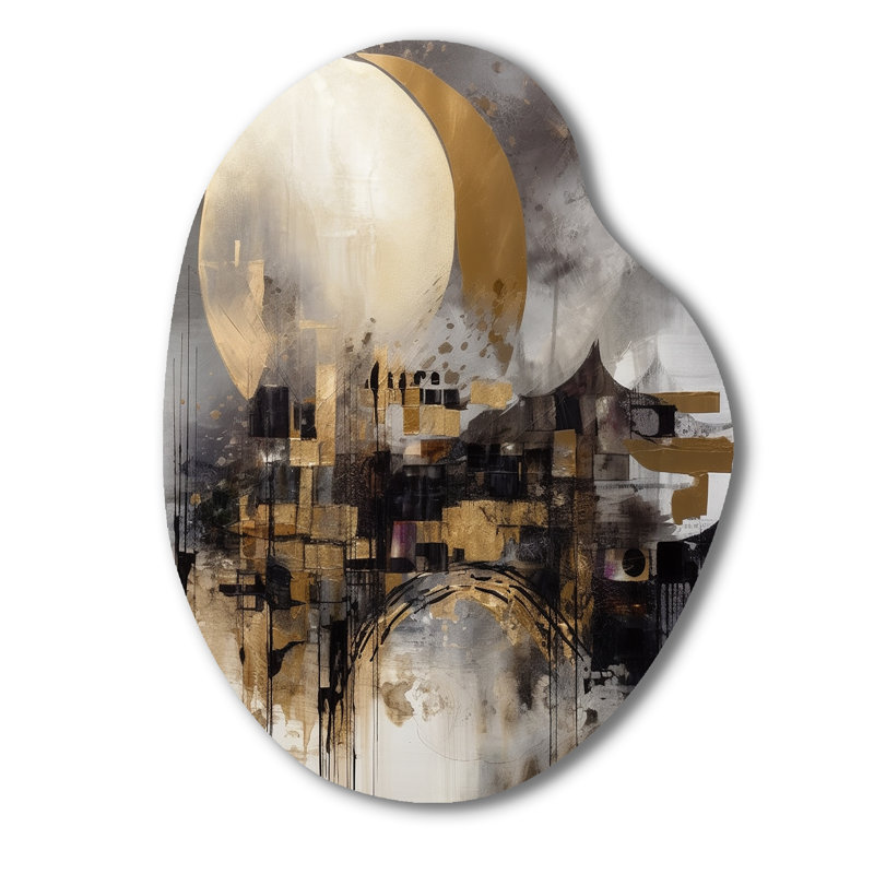 Fontaine - paysage moderne en forme de poire, art mural en métal asymétrique, H 38 po x l 28 po x P 1 po