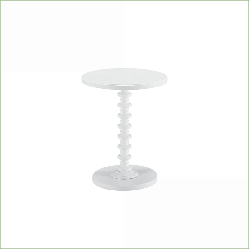 Table basse transitionnelle blanche avec piédestal rond - peu encombrante pour le salon, H 22 po x L 17 po x l 17 po, Blanc