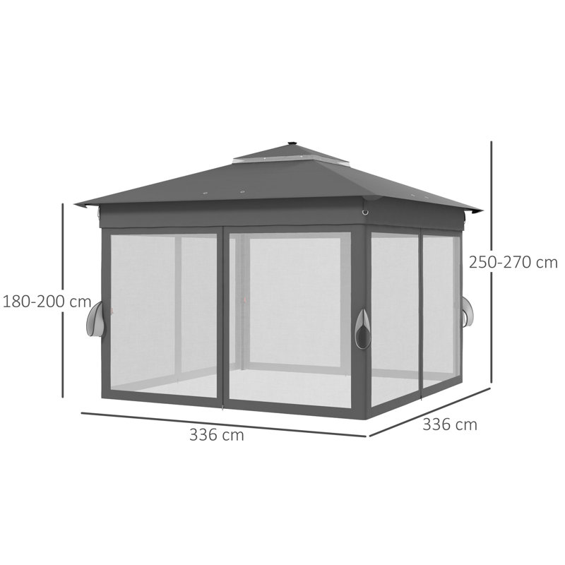 Briam 3.36 x 3.36m Pop Up Gazebo with Sides Netting Roller Bag, Brown