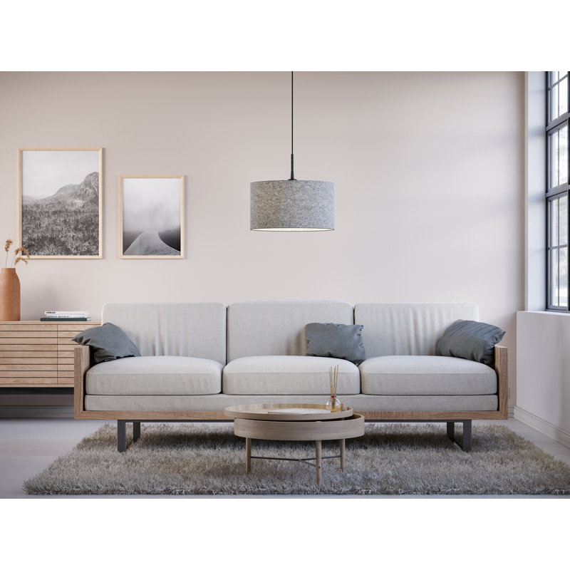 1 - Light Drum Pendant, 22cm H x 40cm W x 40cm D, Grey