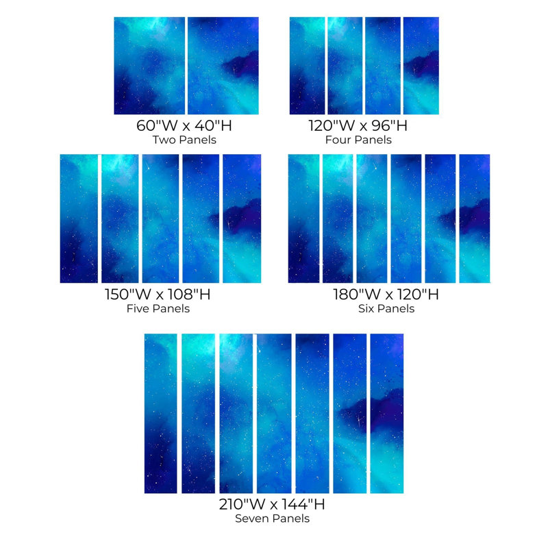 Murale pelez et collez de qualité supérieure - Étoiles de l'espace cosmique, L 120 po x l 180 po