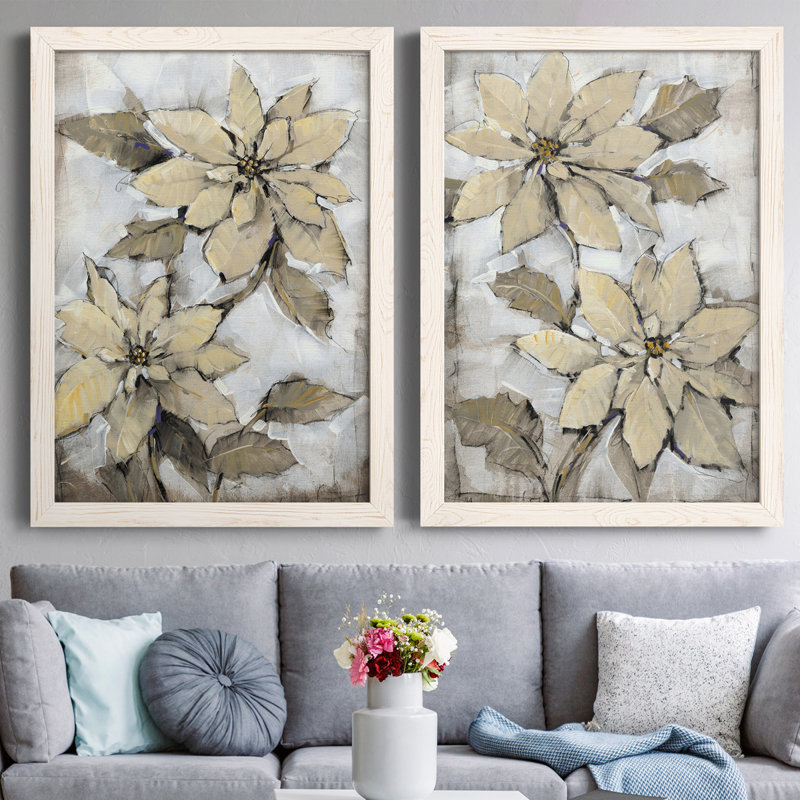 «Poinsettia Study I», toile encadrée de qualité supérieure - prête à être accrochée, Toile avec cadre blanc