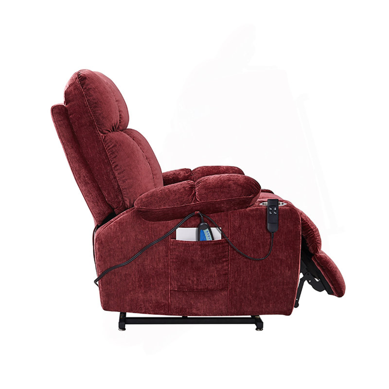 Motor Power Lift Recliner Chair  For Elderly Infinite Position Lay Flat 180° Recliner With Heat Massage, Red
