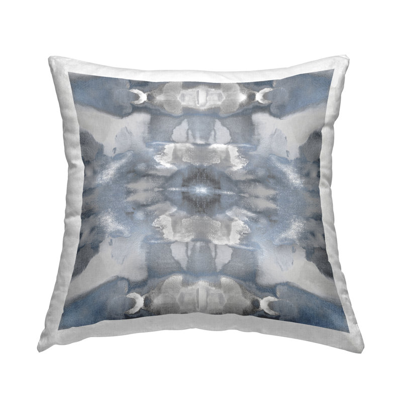 Conception de coussin décoratif symétrique gris et bleu par Ellie Roberts