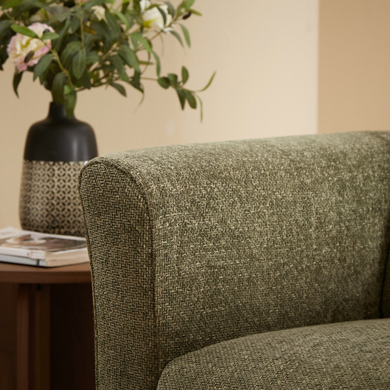 Fauteuil demi-tonneau pivotant sur 360 ° en chenille de 33 po de large Scottie avec structure en bois massif, aucun assemblage requis