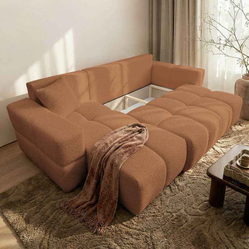 4 Seater Sofa Bed, Orange