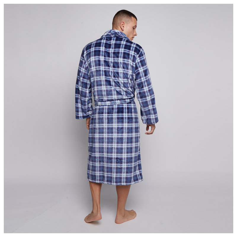 Wiber Mid-Calf Bathrobe with Pockets, Blue