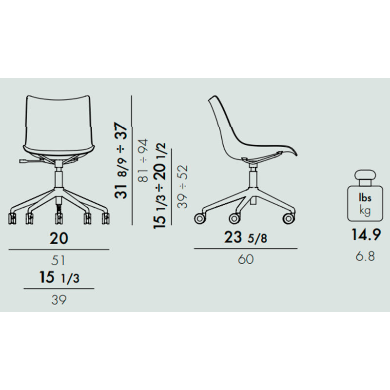 P/Wood Task Chair, Light Wood/Chrome