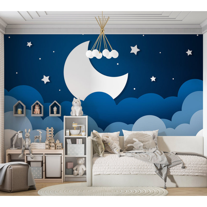 Adhésif mural pelez et collez pour enfants - Rêve de lune abstrait, L 27 po x l 38 po