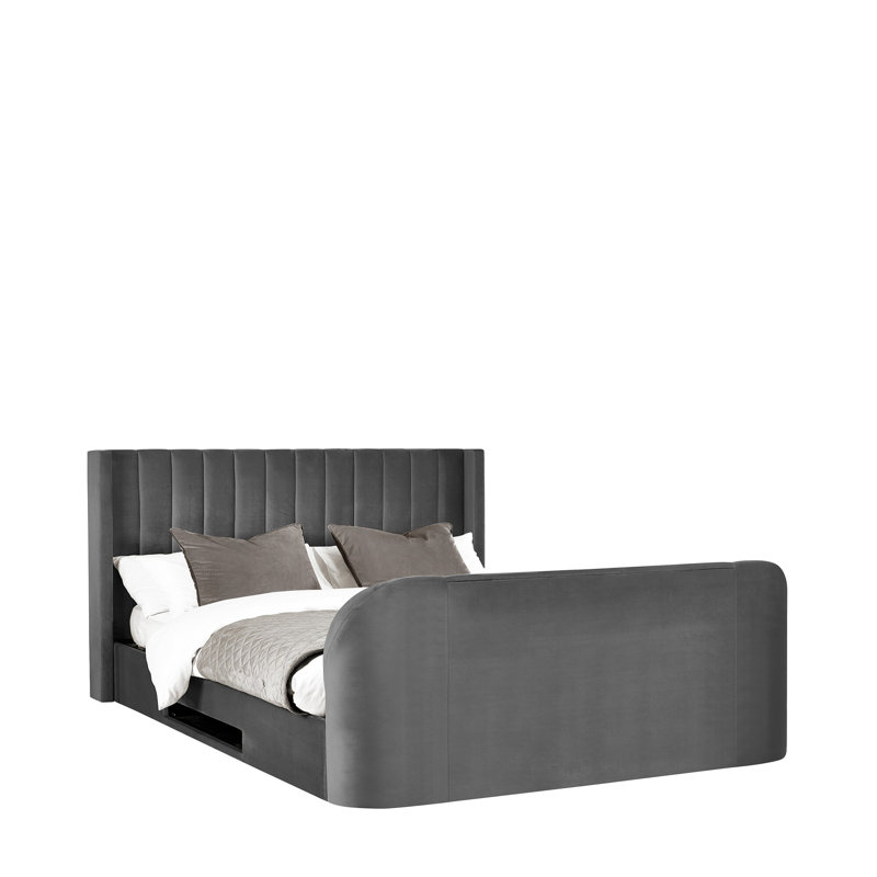 CLARA SIDE LIFT OTTOMAN TV BED 135CM, Dark Grey, Double (4'6)