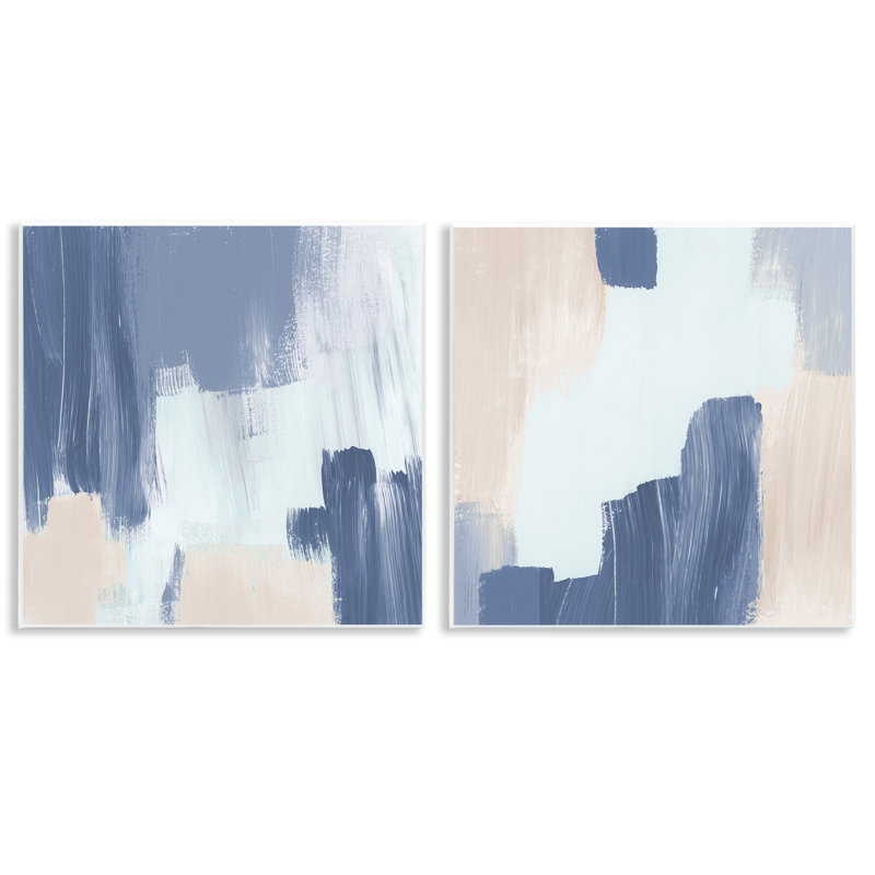 «Restless Blue Brush Strokes», ensemble de 2 plaques murales par Lucille Price