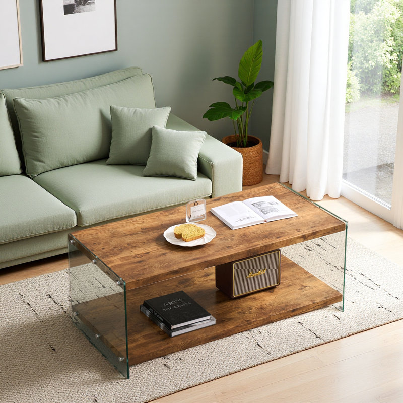 Table basse en MDF, table basse, canapé en verre trempé noyer