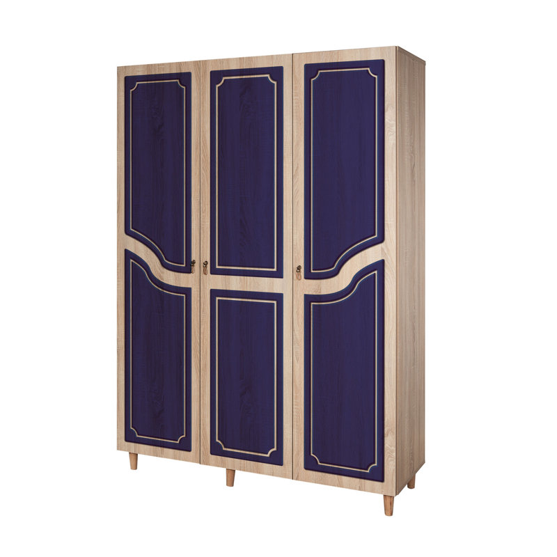 Rummel 3 Door Manufactured Wood Wardrobe, Blue