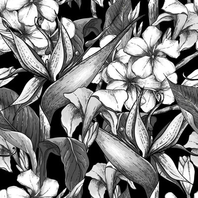 Papier peint adhésif floral tropical N06090