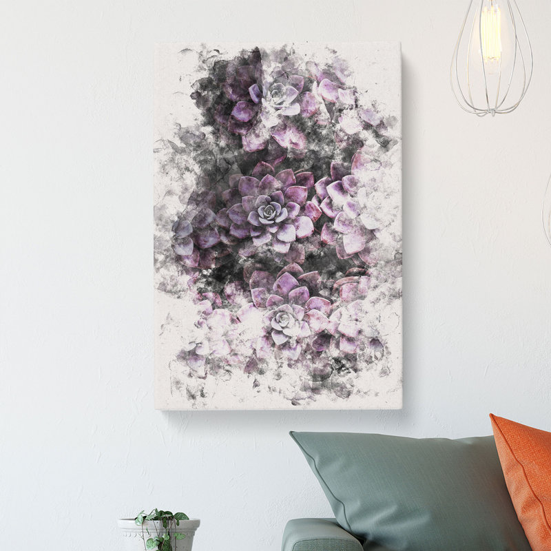 Pretty Purple Succulent Plants - Wrapped Canvas, 50cm H x 35cm W x 3cm D