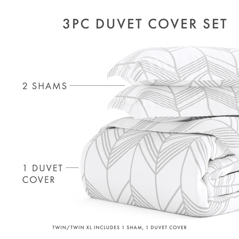 Gray Chevron Pattern Twin/Twin XL Microfiber Duvet Cover Set