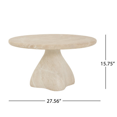 Monolith Modern Organic Round Cocktail Table with Sculptural Pedestal Base
