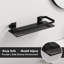 Black Tempered Glass Wall Shelves 2 Pack, Rectangular Aluminum Floating Shelves For Bathrooms