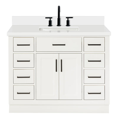 Tidworth 42' Solid Wood Single Bathroom Vanity with 1.5' White Quartz Top