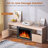 "60" Wall-Mount Electric Fireplace Heater  - 4 Flame & 12 Ember Colors, With Mantel, Thermostat Remote, Overheat Protection, Indoor Use-822854506