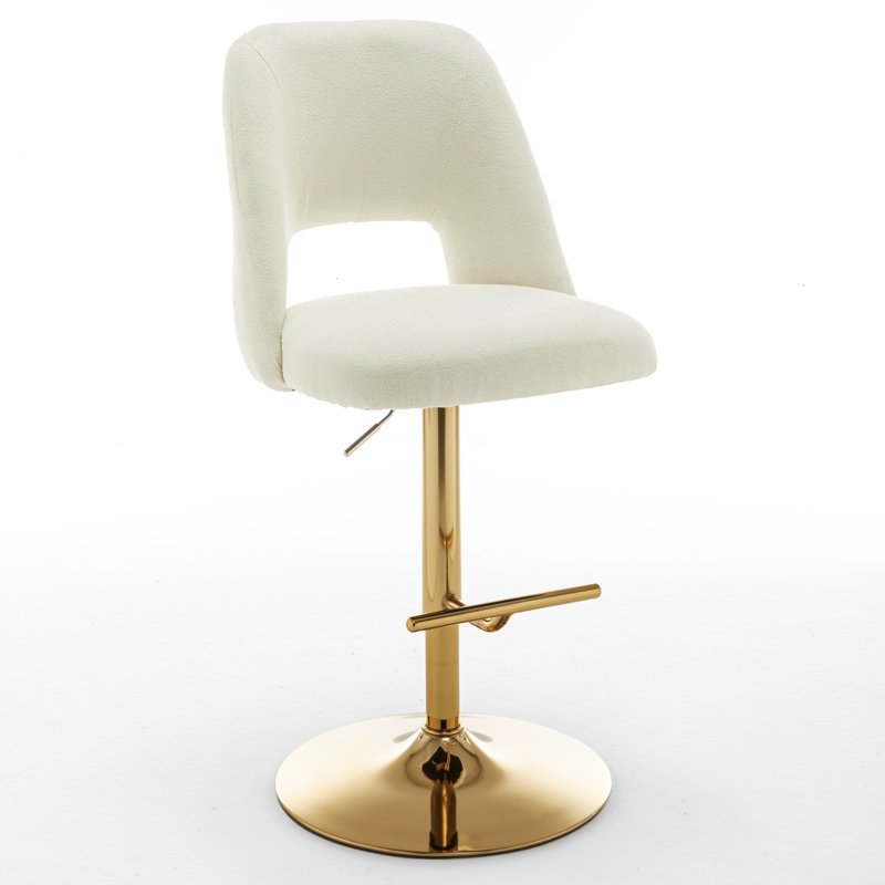 Tabouret pivotant à hauteur réglable Manoor, Or, Beige