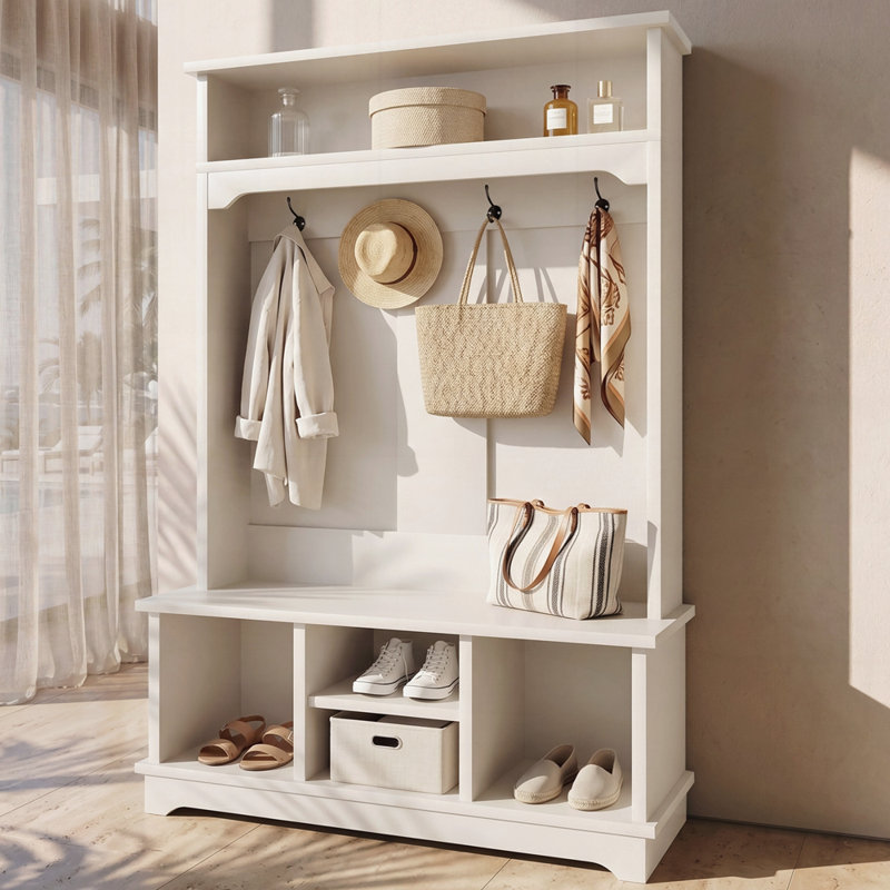 Portemanteau avec rangement pour chaussures, portemanteau avec banc à chaussures, 4 casiers à chaussures, rangement à 1 niveau, banc d'entrée 3 en 1 pour vestibule, chambre à coucher, salon