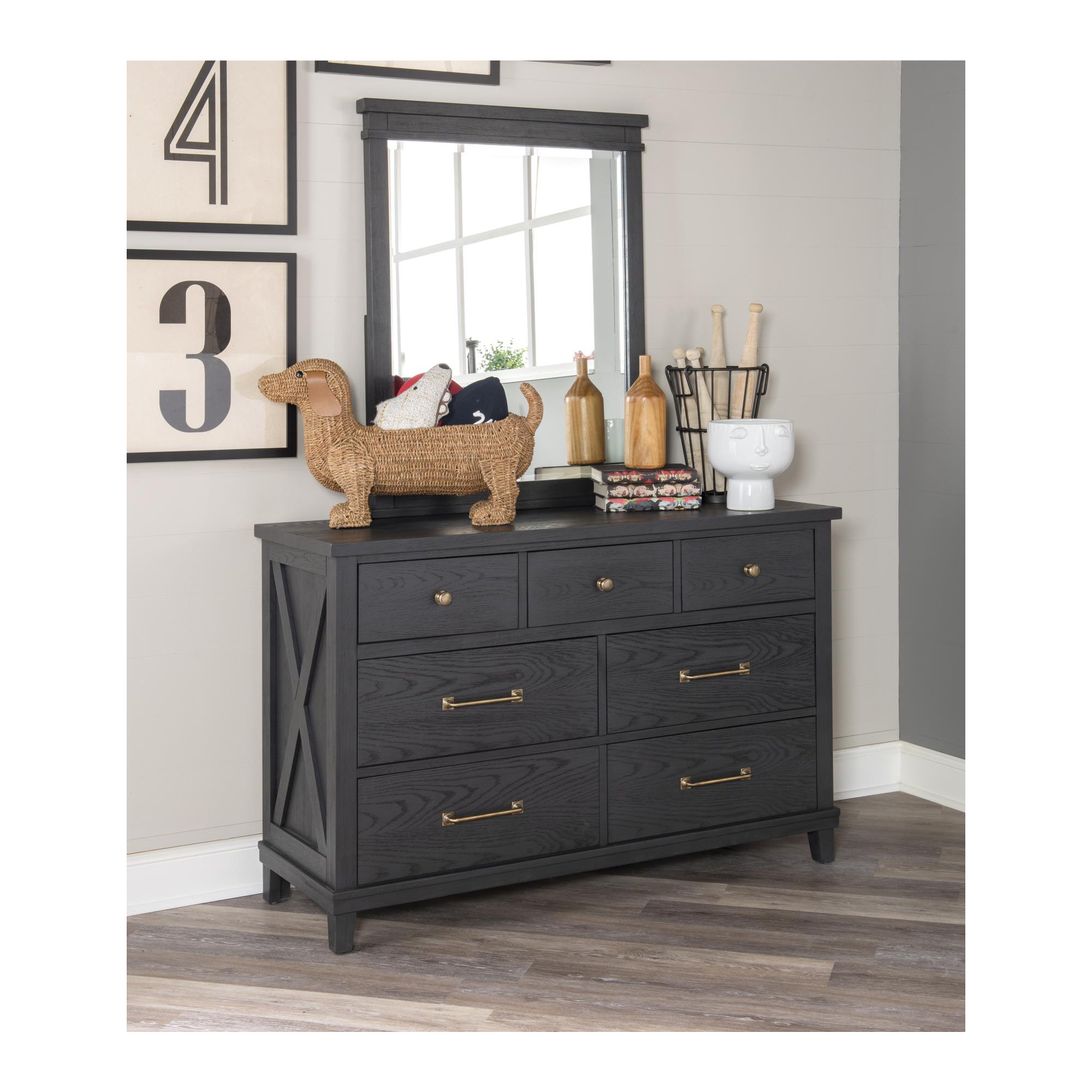 Harriett 7 Drawer Dresser, Black