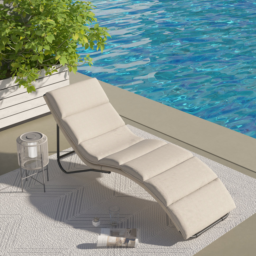 Nikahat Outdoor Rust-Resistant Metal Chaise Lounge , Cushion Included Ebern Designs