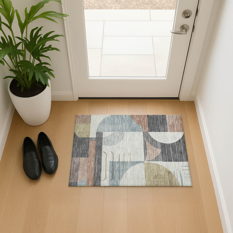 Premium Machine Washable Mehara AMF1694 Geometric Rug, Rectangle 1 pi 8 po x 2 pi 6 po
