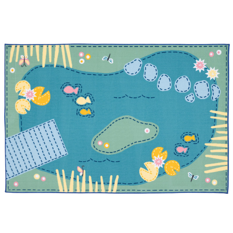 Tapis bleu en nylon touffeté Tranquil Pond, Rectangle 3 pi x 4 pi 6 po