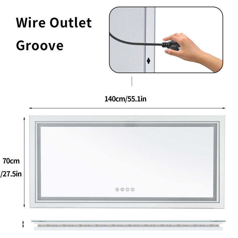 Akkash Flat Wall Mirror, 70cm H x 140cm W