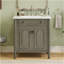 Meuble-lavabo de salle de bain rétro 30 po avec lavabo, armoire de salle de bain rustique avec portes à fermeture en douceur et tablette réglable, conception à profil courbé, pieds en bois d'hévéa, gris-215337440