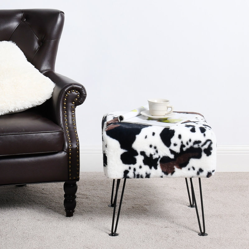43.2cm Wide Square Animal Print Footstool Ottoman