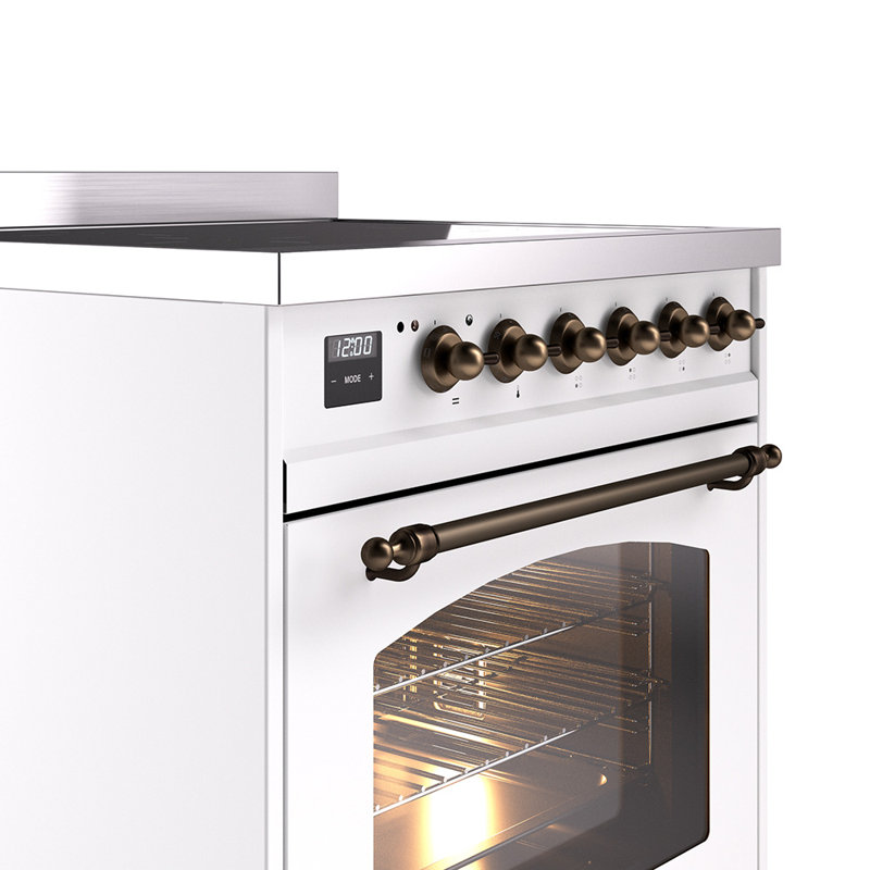 ILVE Nostalgie II 30 in Induction Range, White/Bronze