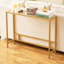 Petite console moderne pour vestibule en verre trempé avec cadre en métal pour le salon, le couloir et le bureau-122082288
